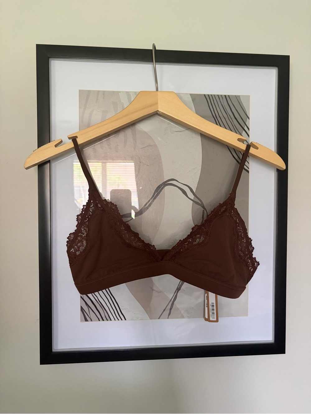 Skims Lace Trim Bralette in Brown